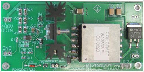 LED驅(qū)動器參考設(shè)計，1.9英寸 x 3.9英寸，雙層板