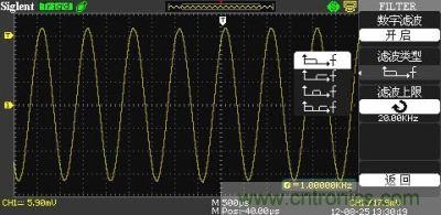 1KHz信號 ，打開數(shù)字濾波，測量值為1KHz