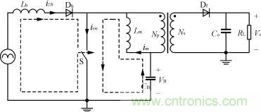 開關(guān)管導通時的電路圖