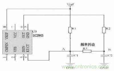 對于用RT/CT振蕩來實現開關頻率的IC，比如UC4843　　