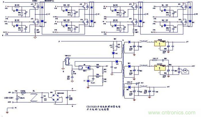 圖1：步進(jìn)電機驅(qū)動的主電路和開關(guān)電源電路