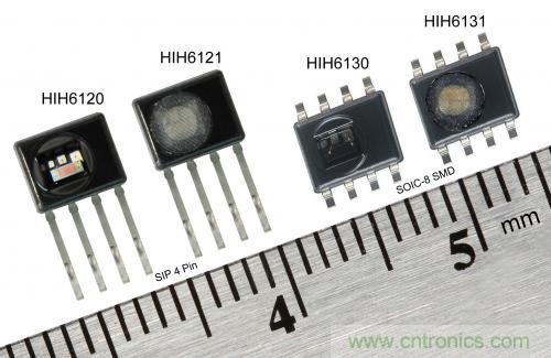 圖2：霍尼韋爾HumidIcon數(shù)字式溫濕度傳感器在單一小型封裝內(nèi)集成兩大功能，能在2.3Vdc低電壓下運行