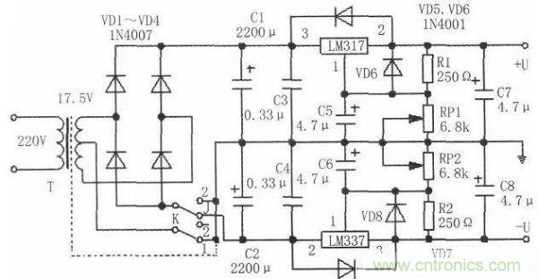 一款簡單的兩用可變直流穩(wěn)壓電源電路設計