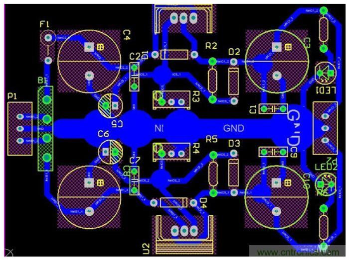 雙電源電路設(shè)計的PCB圖