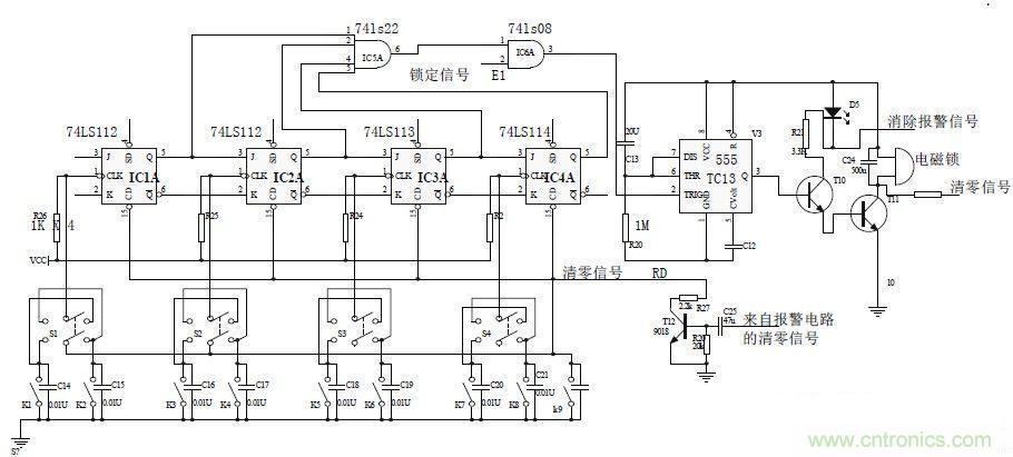 鍵盤輸入、密碼修改、密碼檢測、開鎖、執(zhí)行電路