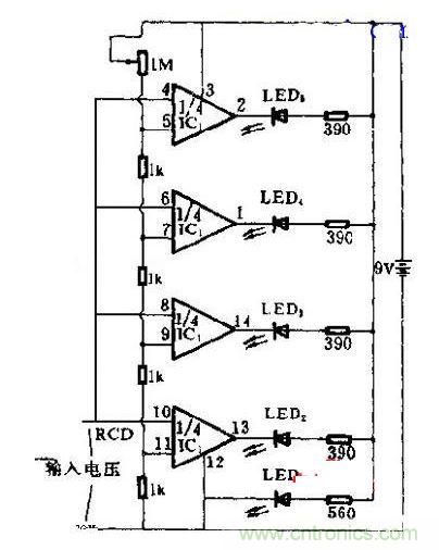 可測量發(fā)光二極管電壓的電路設(shè)計(jì)圖