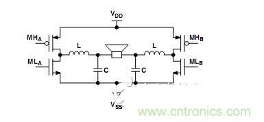 差分開關(guān)輸出級和LC低通濾波器