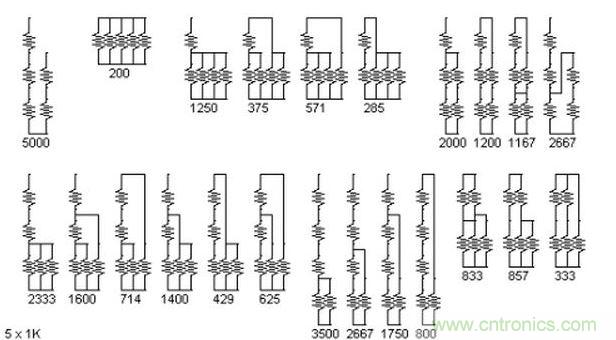 5個電阻我想出了23種組合。還有其它組合嗎？