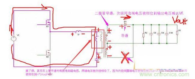 上管開通，注意諧振電感、勵(lì)磁電感、諧振電容的正負(fù)