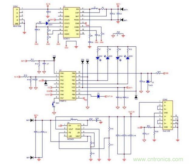 移動(dòng)電源電路。