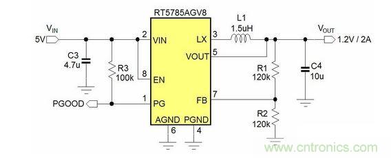 ACOTTM架構Buck轉換器的電路實例