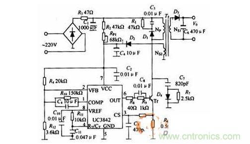 UC3842組成的開關(guān)電源電路