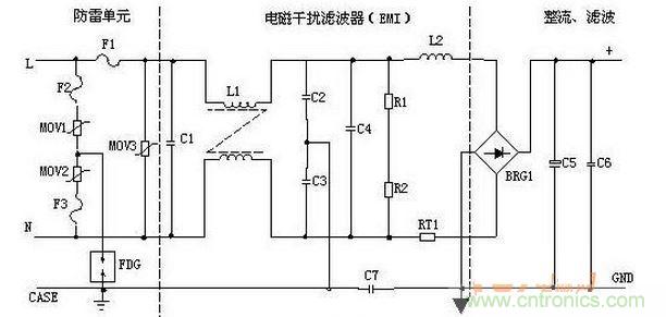 輸入濾波、整流回路原理圖