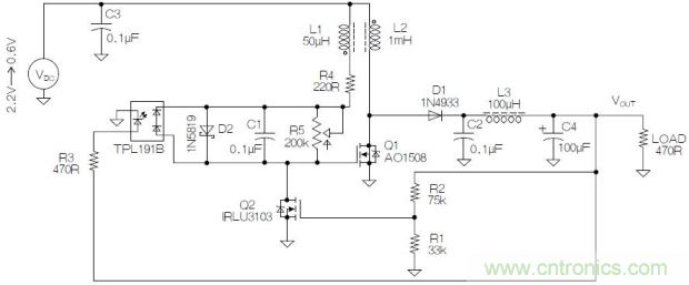 圖2：基于MOSFET的焦耳小偷電路。