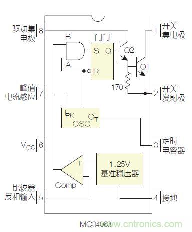 圖2：MC34063是該電路核心。