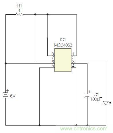 圖1：閃光燈標電路圖。