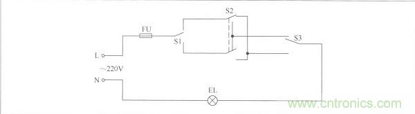 用三個(gè)開(kāi)關(guān)控制一盞燈電路