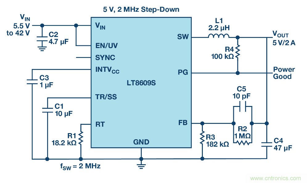 具 2.5 μA 靜態(tài)電流和超低 EMI 輻射的 42 V、2 A/3 A 峰值同步降壓型穩(wěn)壓器