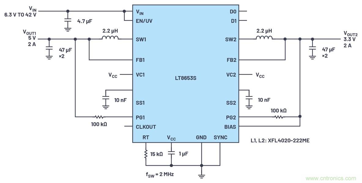 具有6.2 µA靜態(tài)電流的雙通道、42 V、2 A、單片、同步降壓型Silent Switcher 2穩(wěn)壓器