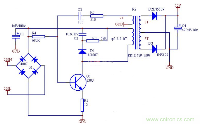 六款簡單的開關(guān)電源電路設(shè)計(jì)，內(nèi)附原理圖詳解