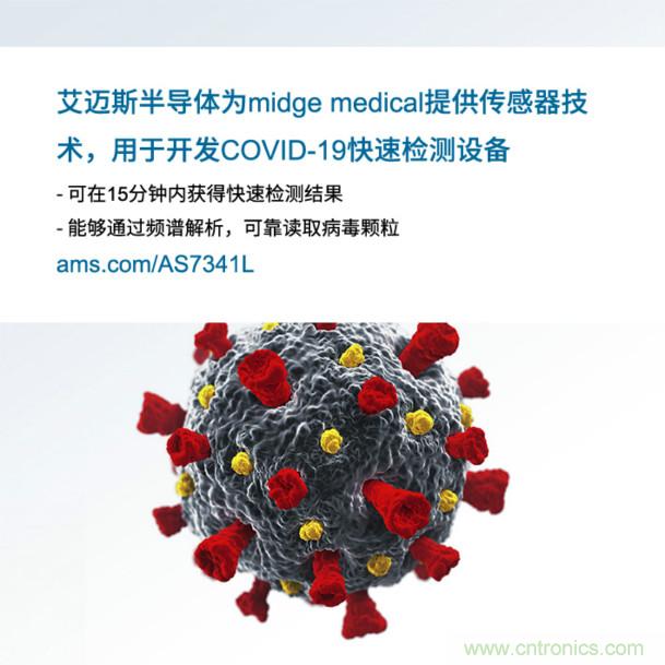 艾邁斯為midge medical提供傳感器技術(shù)，用于開發(fā)COVID-19快速檢測設(shè)備