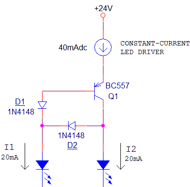 由電流源／鏡子驅(qū)動的 LED 燈串